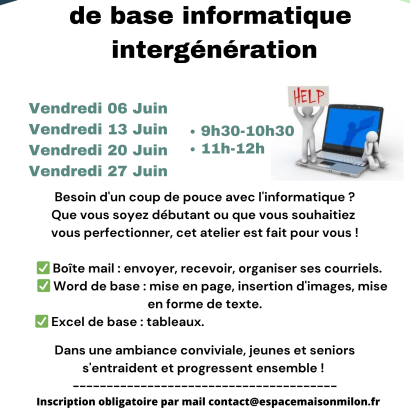Atelier de base informatique intergénération Atelier de base informatique intergénération