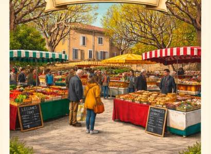 Marché hebdomadaire à Cabrières d' Aigues