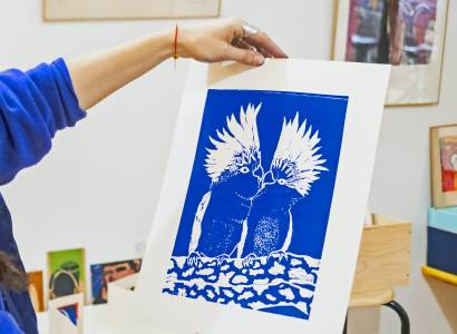 La Caserne , Blue Kid : Atelier de linogravure