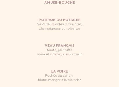 Menu Octobre Rose au Domaine de Fontenille