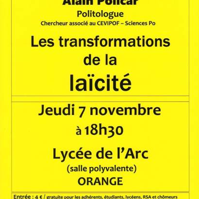 Conférence "Les transformations de la laïcité" Le 7 nov 2024