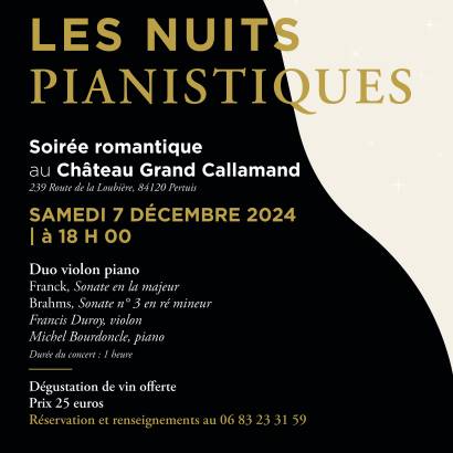 Soirée romantique au château Grand Callamand, duo violon piano