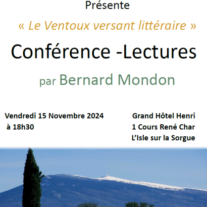 Conférence-lectures Le 15 nov 2024